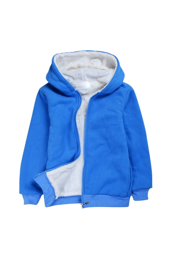 School Jackets Girls 4-5 Years,Boys Girls Autumn Winter Long Sleeved Solid Color Cotton Warm Windproof Hood Zippered Hoodie Jacket Top Coat Blue
