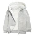 thumbnail image 1 of Fozruso School Jackets Girls 6-7 Years,Boys Girls Autumn Winter Long Sleeved Solid Color Cotton Warm Windproof Hood Zippered Hoodie Jacket Top Coat Gray, 1 of 4