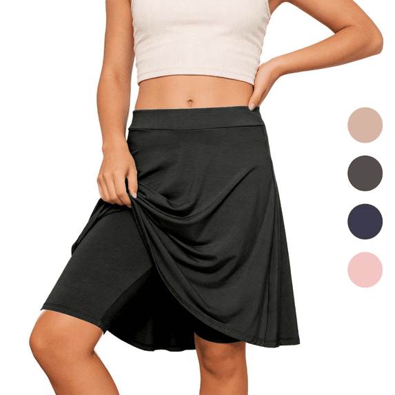 Fozruso School Skirt For The Back To School Season A Line Skirt With Shorts Inside Summer Girl Style Tie Skirt(Black)