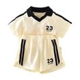 thumbnail image 1 of Fozruso Shirts and Shorts Sets for Kids Children's Short Sleeved Sports Set Baby Summer Academy T Shirt Little Boy Cotton Thin Suit Baby Two Piece Set,Sizes 18-24 Months(Beige), 1 of 6
