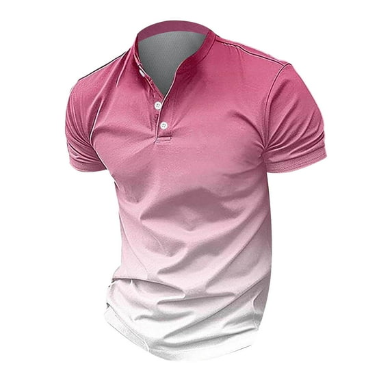 Fozruso Spring And Summer New Men's Men's Stand Gradient Casual Short Sleeved Shirt