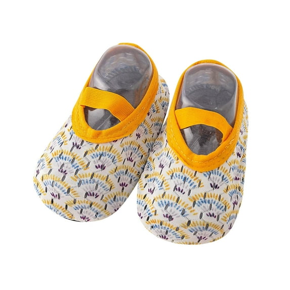 Fozruso Spring And Summer Children Baby Toddler Shoes Boys And Girls Flat Bottom Lightweight Slip On Hollow Breathable Elastic Band Comfortable Sizes 5 Toddler(Yellow)