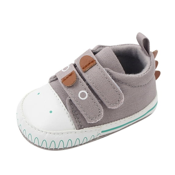 Fozruso Spring And Summer Children Baby Toddler Shoes For Boys And Girls Flat Soles Light And Comfortable Hook Loop Solid Animal Shape Sizes 5 Toddler(Gray)