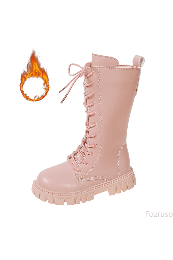 Stylish Girls Flat Boots Soft Sole Leather Long Shaft Ankle Boots For Toddler Kids Non Durable Design For Casual Outings And,Girls Boots Sizes 13 Little Kid(7-8 Years)