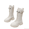 thumbnail image 1 of Fozruso Stylish Star Decorated Girls Winter Boots Fashionable High Top Boots With Belt Buckle Design For Toddler Kids,Girls Boots Sizes 2 Big Kid(10-10.5 Years), 1 of 6