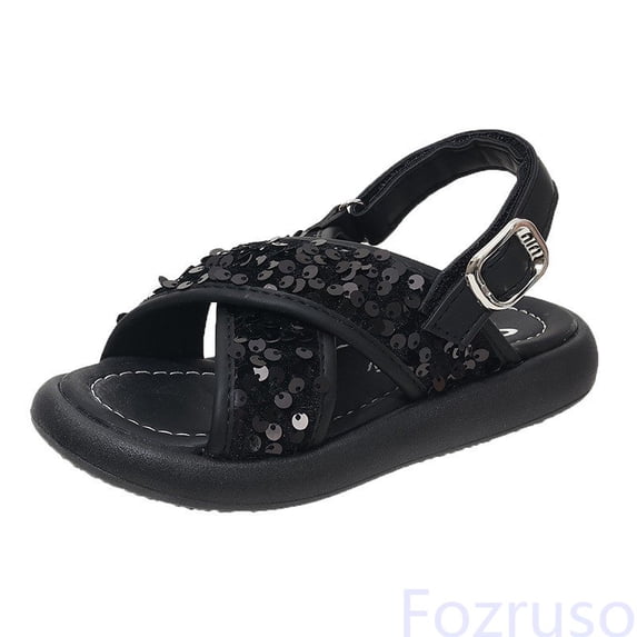 Fozruso Summer Girls Sandals For Outdoor And Casual Wear Perfect For Ages 1 10,Sizes 12.5 Little Kid 6.5-7 Years(Black)