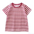 thumbnail image 1 of Fozruso Summer Girls Short Sleeved Striped T Shirt Cotton Boys And Girls Shirts Cute Tops,Sizes 18-24 Months Red, 1 of 7