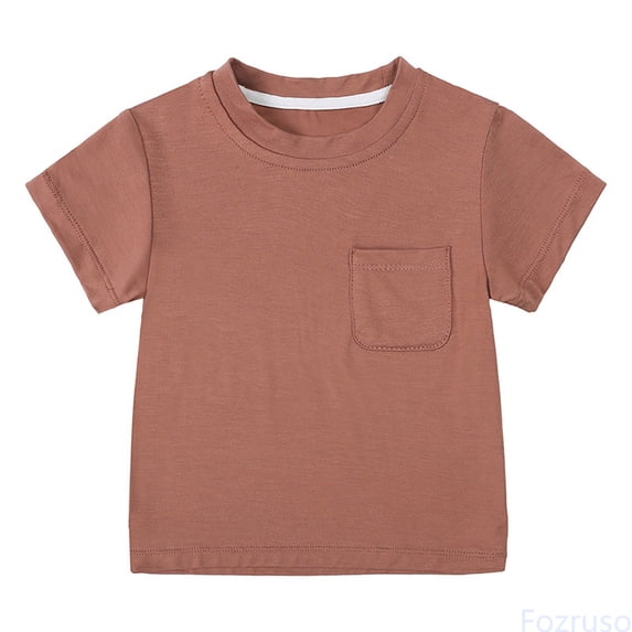 Fozruso Summer Toddler Boys Girls Short Sleeve Solid Color T Shirt Tops Cute T Shirt Tops Sizes 18-24 Months