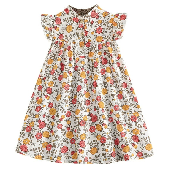 Fozruso Summer Western Style Short Sleeved Small Floral Shawl Princess Style Girls' Dress Girls' Casual Dresses,Sizes 3-4 Years