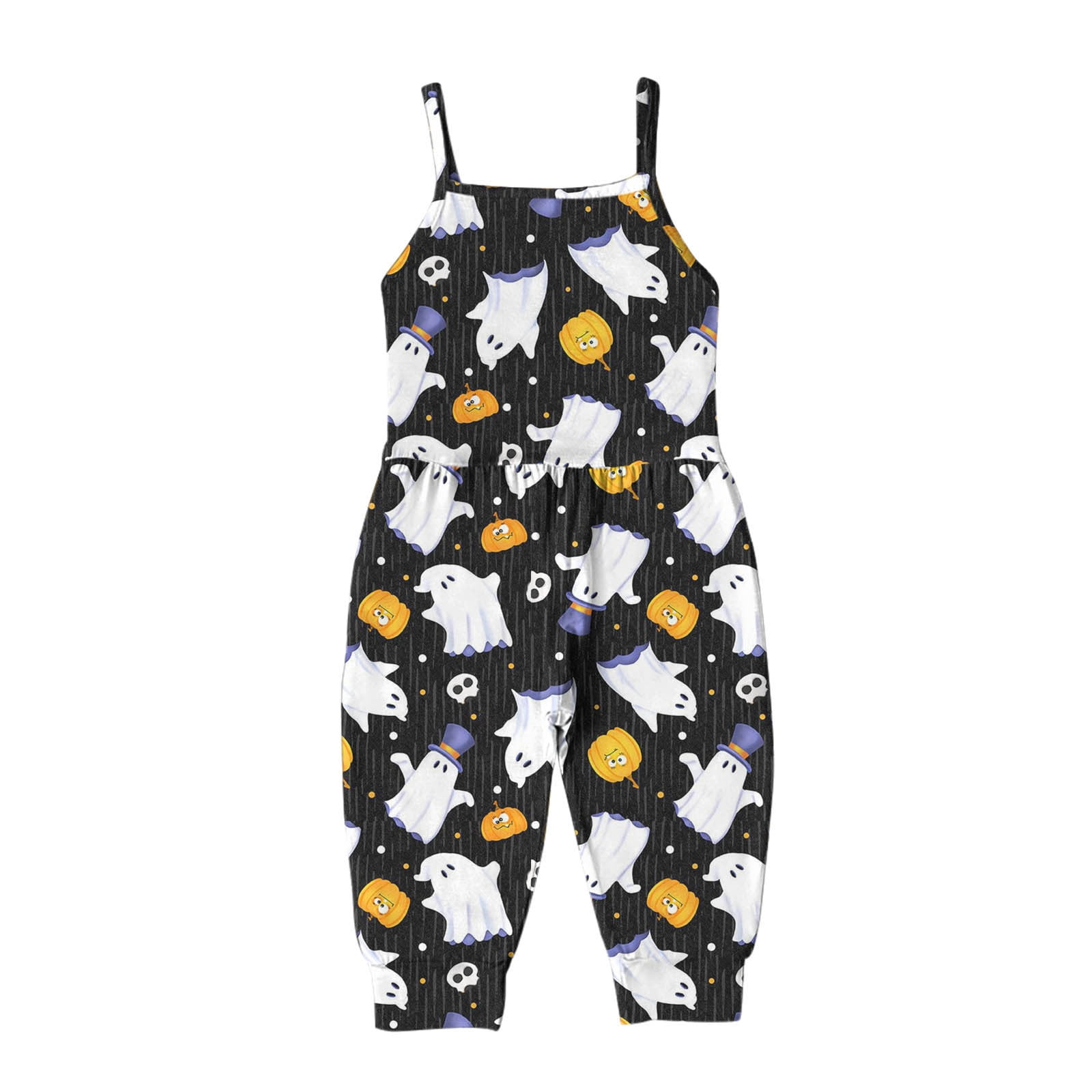 Fozruso Toddler Baby Girl Bones Prints Jumpsuit Sleeveless Pumpkin ...