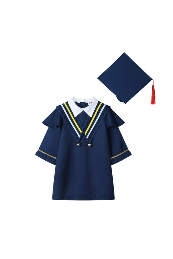 Toddler Boy Clothes Outfits Boys Girls Suit Kindergarten Children Graduation Stage Performance Gown With Hat,Sizes 2-3 Months(Blue)
