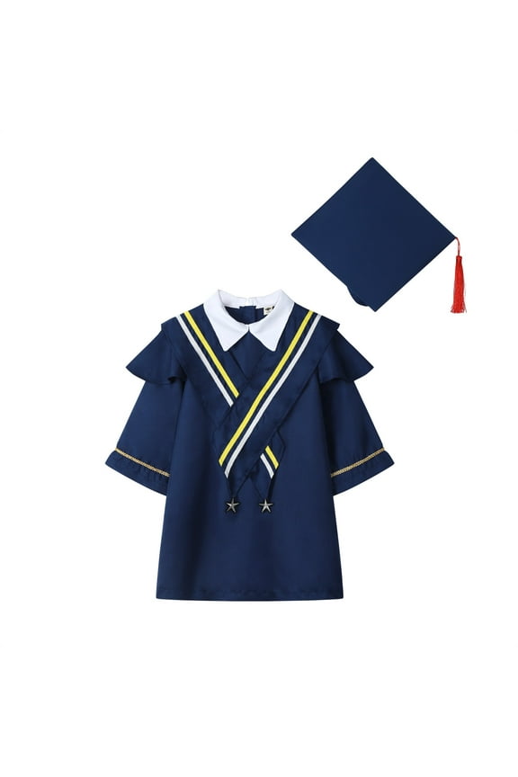 Toddler Boy Clothes Outfits Boys Girls Suit Kindergarten Children Graduation Stage Performance Gown With Hat,Sizes 9-10 Years(Blue)