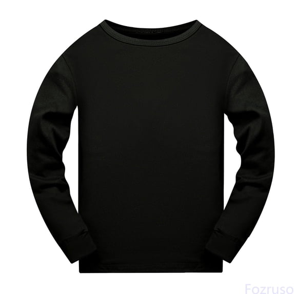 Fozruso Toddler Boys And Girls Long Sleeve Solid Color T Shirt Basic Summer Tees,Sizes 2-3 Years Black