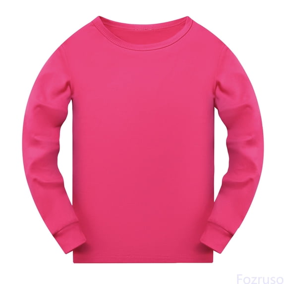 Fozruso Toddler Boys And Girls Long Sleeve Solid Color T Shirt Basic Summer Tees,Sizes 7-8 Years Pink