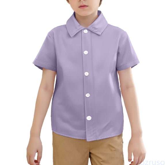 Fozruso Toddler Boys Girls Short Sleeve School Uniform Shirts Summer Casual Button Down Shirts Button Down Shirts Sizes 8-9 Years
