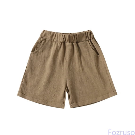 Fozruso Toddler Boys Girls Soild Sport Shorts Kids Beach Shorts With Pocket Boys Casual Shorts(Yellow)