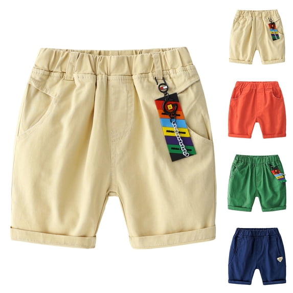 Fozruso Toddler Boys' Loose Fit Casual Shorts Breathable 5 Point Play For Everyday Outdoor Activities Back to School(Orange)