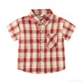 thumbnail image 1 of Fozruso Toddler Boys Summer Short Sleeve Plaid Pattern Button Down Shirts with Pockets Classic Loose Shirts Sizes 5-6 Years, 1 of 5
