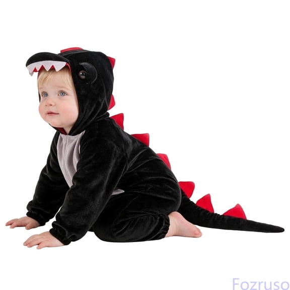 Fozruso Toddler Cartoon Costume Kids Cartoon Hooded Jumpsuit With & Tail Party Cosplay Animal Romper Outfit For Boys Girls Kids Fleece Hooded Romper