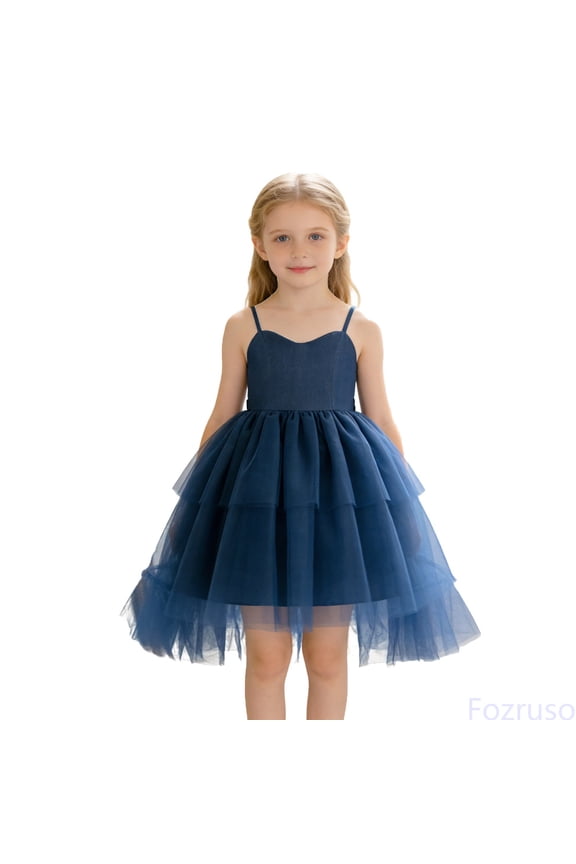 Toddler Dress Girls Formal Dress Sleeveless Tiered Gown With Train For Party Pageant Sizes 2-3 Years