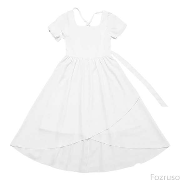 Fozruso Toddler Dress A Solid Color Long Dress With A Graceful And Elegant A Waist And A Wide Hem With Ruffled Edges For Girls 7 To 13 Years Sizes 12-13 Years