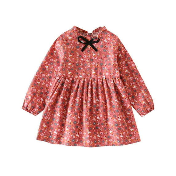 Fozruso Toddler Girl's Floral Print Zipper Long Sleeve Dress Fashion Dresses Sizes 3-4 Years