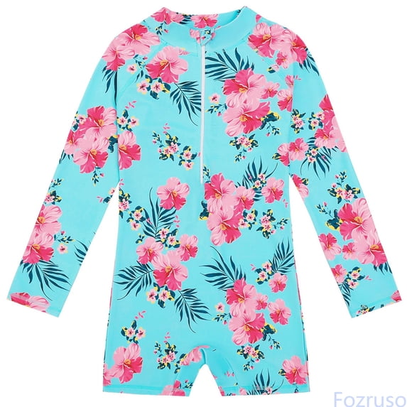 Fozruso Toddler Girls Long Sleeve Printing Beach Bathing Baby Suit Girls Swimwear Swimsuit One-Piece Bathing Suit Sizes 10-11 Years