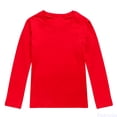 thumbnail image 1 of Fozruso Toddler Girls Long Sleeve Shirts Crewneck Cotton Solid Color Tops Casual Basic Tees for Girl,Sizes 3-4 Years Red, 1 of 5