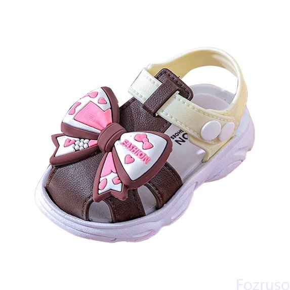 Fozruso Toddler Girls Sandals Breathable Comfortable Casual Outdoor Summer Shoes For 1 3 Year Olds Lightweight Walking Footwear,Sizes 6 Toddlers 15-18 Months(Brown)