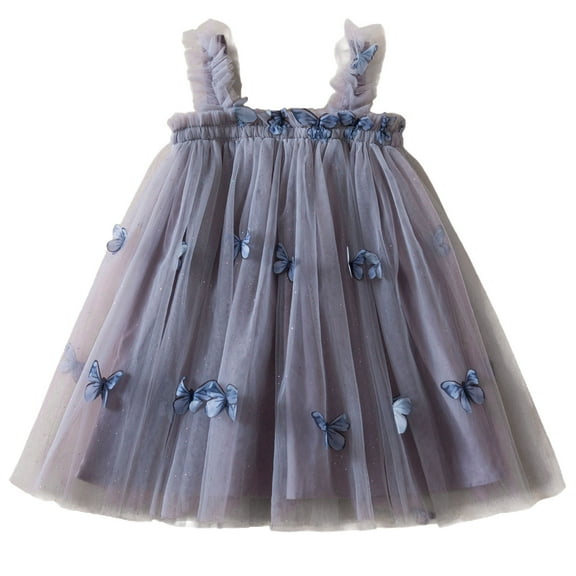 Fozruso Toddler Girls Sleeveless Butterfly Tulle Princess Dress Dance Party Dresses Clothes Girls' Casual Dresses,Sizes 3-4 Years