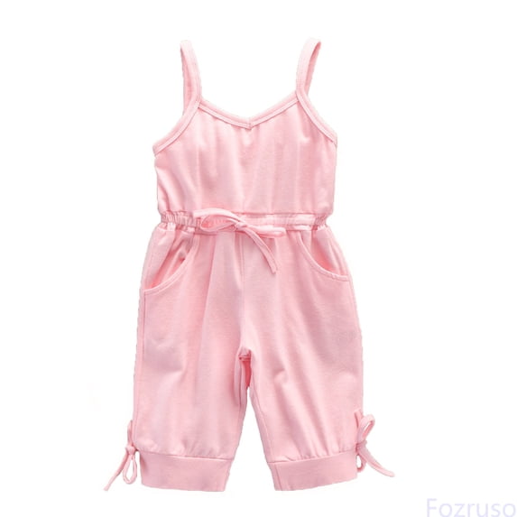 Fozruso Toddler Girls Sleeveless Suspenders Solid Romper Jumpsuit Clothes Summer Girls Jumpsuits Sizes 5-6 Years
