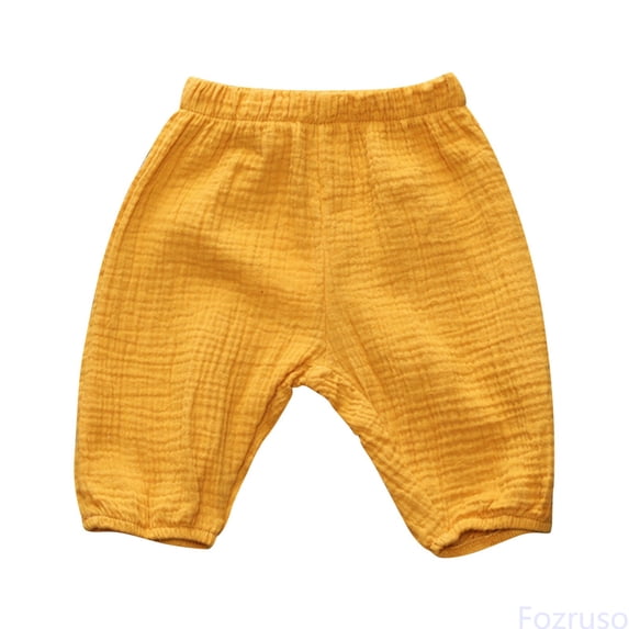 Fozruso Toddler Kids Baby Boy Girl Elastic Basic Harem Long Pants Bloomers Casual Joggers Boys Pants Kids Casual Sizes 18-24 Months(Yellow)