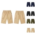 thumbnail image 1 of Fozruso Toddler Kids Boys School Uniform Shorts,Pull-On Twill Shorts Elastic Waist Summer Shorts with Pockets(Yellow), 1 of 7