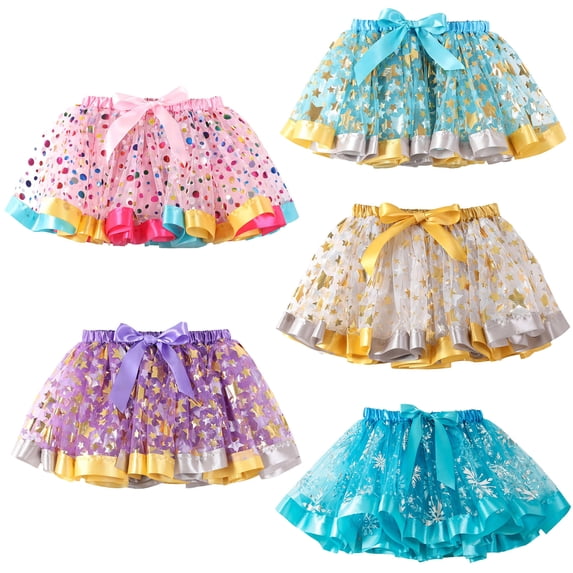 Fozruso Tulle Tutu Skirt for Girls Kids Girls Ballet Skirts Party Star Tulle Dance Skirt(Pink)