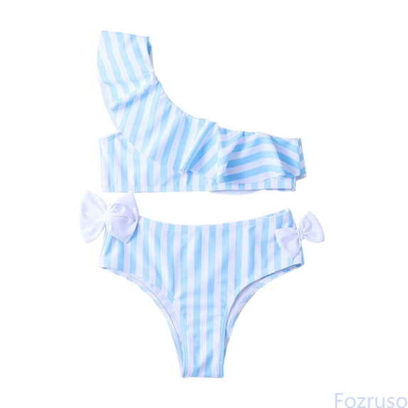 Fozruso Two Piece Swimsuit Sport High Waist Bikini Set Bathing Suit Ruffle Bathing Suit Girls Swimwear 2 Piece Swimsuit Sizes 7-8 Years