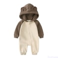 thumbnail image 1 of Fozruso Unisex Baby Boys Girls Long Sleeve Baby Zipper Bear Ears Hooded Lined Jumpsuits Romper Warm Outfit Clothes Boys Jumpsuit Romper Sizes 3-6 Months, 1 of 5