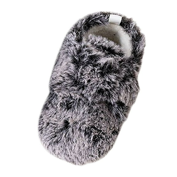 Fozruso Unisex Baby Slippers Girls Boys Booties Winter Warm Baby Socks Shoes Crib Shoes Baby Footwear Sizes 4.5 Toddler(Gray)