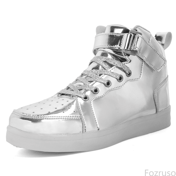Fozruso Unisex LED Light Shoes High Top Light Flashing Trainers USB Charging Shoes For Children,Sizes 3.5(11.5-12 Years)