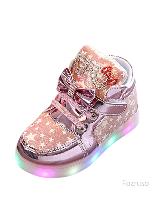 Unisex LED Light Shoes High Top Light Flashing Trainers USB Charging Shoes For Children,Sizes 7.5(2-2.5 Years)