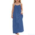 thumbnail image 1 of Fozruso Vintage Girls Dress Girls Sleeveless Backless Casual Dress Loose Fit Home Wear Summer Play Dress Toddler Kids Dress Sizes 11-12 Years, 1 of 6