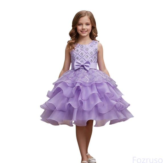 Fozruso Vintage Girls Dress Sparkling Party Dress For Girls – Glimmering Sequin Party Gown With Skirt For Stage Performances(3 15Y) Sizes 3-4 Years