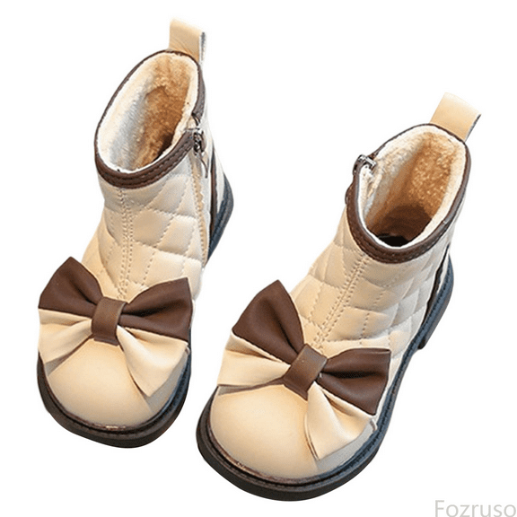 Fozruso Warm Lined Boots For Girls Soft Sole Casual Winter Ankle Booties For Toddler And With Flexible Non Outsole,Fuzzy Warm Ankle Boots Sizes 8 Little Kid(2-2.5 Years)