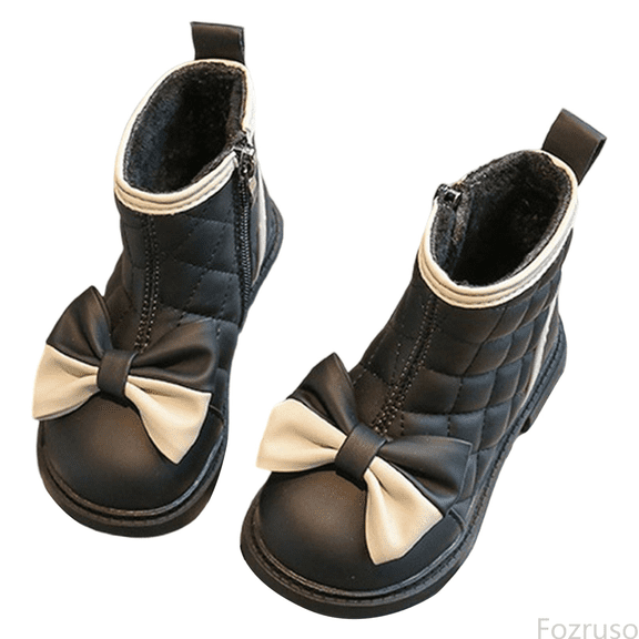 Fozruso Warm Lined Boots For Girls Soft Sole Casual Winter Ankle Booties For Toddler And With Flexible Non Outsole,Fuzzy Warm Ankle Boots Sizes 8 Little Kid(2-2.5 Years)