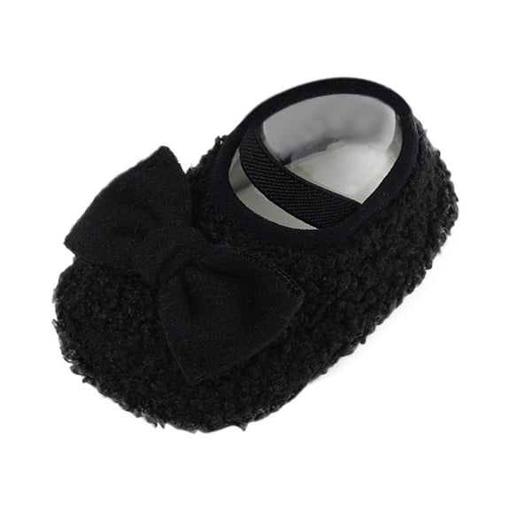 Fozruso Warm Shoes For Baby Girls And Boys Soft Comfortable Shoes Toddler Bowknot Warming Shoes Sizes 4 Toddler(Black)