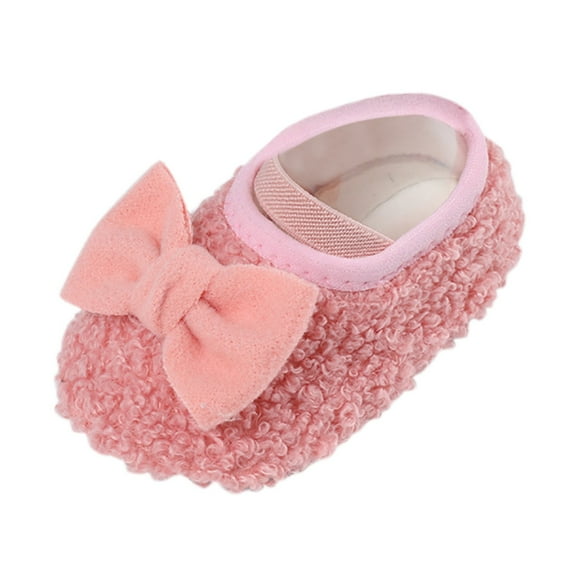 Fozruso Warm Shoes For Baby Girls And Boys Soft Comfortable Shoes Toddler Bowknot Warming Shoes Sizes 4 Toddler(Pink)