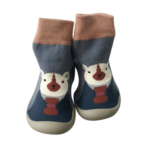 Fozruso Warm Winter Baby Shoes Cartoon Deer Shape Christmas Baby Shoes Baby Soft Sole Shoes Sizes 6.5 Toddler(Blue)