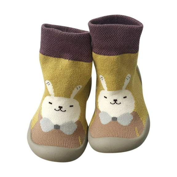 Fozruso Warm Winter Baby Shoes Cartoon Deer Shape Christmas Baby Shoes Baby Soft Sole Shoes Sizes 7.5 Little Kid(Yellow)
