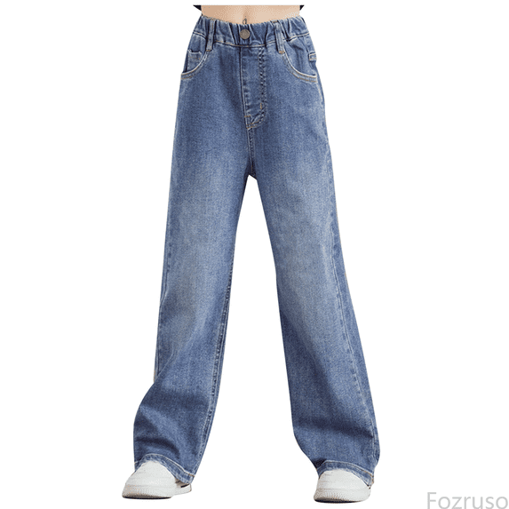 Fozruso Wide Leg Pants for Girls Girls Simple Denim Wide Leg Pants Spring And Autumn Pants New Wear Trousers Loose Denim Wide Leg Pants Sizes 2-3 Years