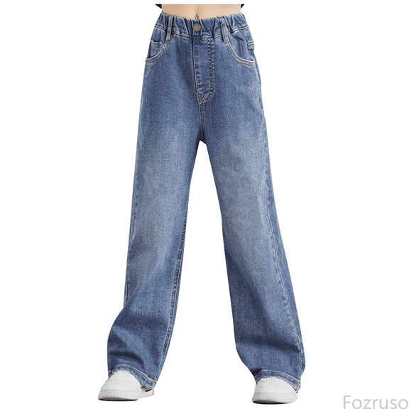 Fozruso Wide Leg Pants for Girls Girls Simple Denim Wide Leg Pants Spring And Autumn Pants New Wear Trousers Loose Denim Wide Leg Pants Sizes 6-7 Years