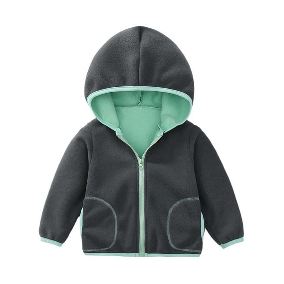 Fozruso Windproof Jacket Girls 2-3 Years,Toddler Boys Girls Windproof Hooded Coat Patchwork Jacket Kids Warm Outerwear Gray
